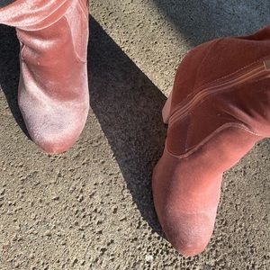 Pink Velvet  Boots
